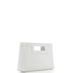 TATOO - Pochette bianca in saffiano e vernice con tracolla removibile, MADE IN ITALY