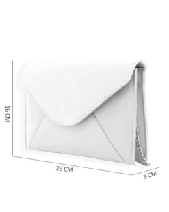 TATOO - Pochette bianca multimateriale con patta, MADE IN ITALY