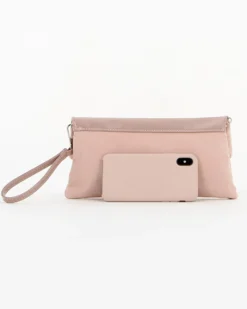 TATOO - Pochette cipria in camoscio con patta