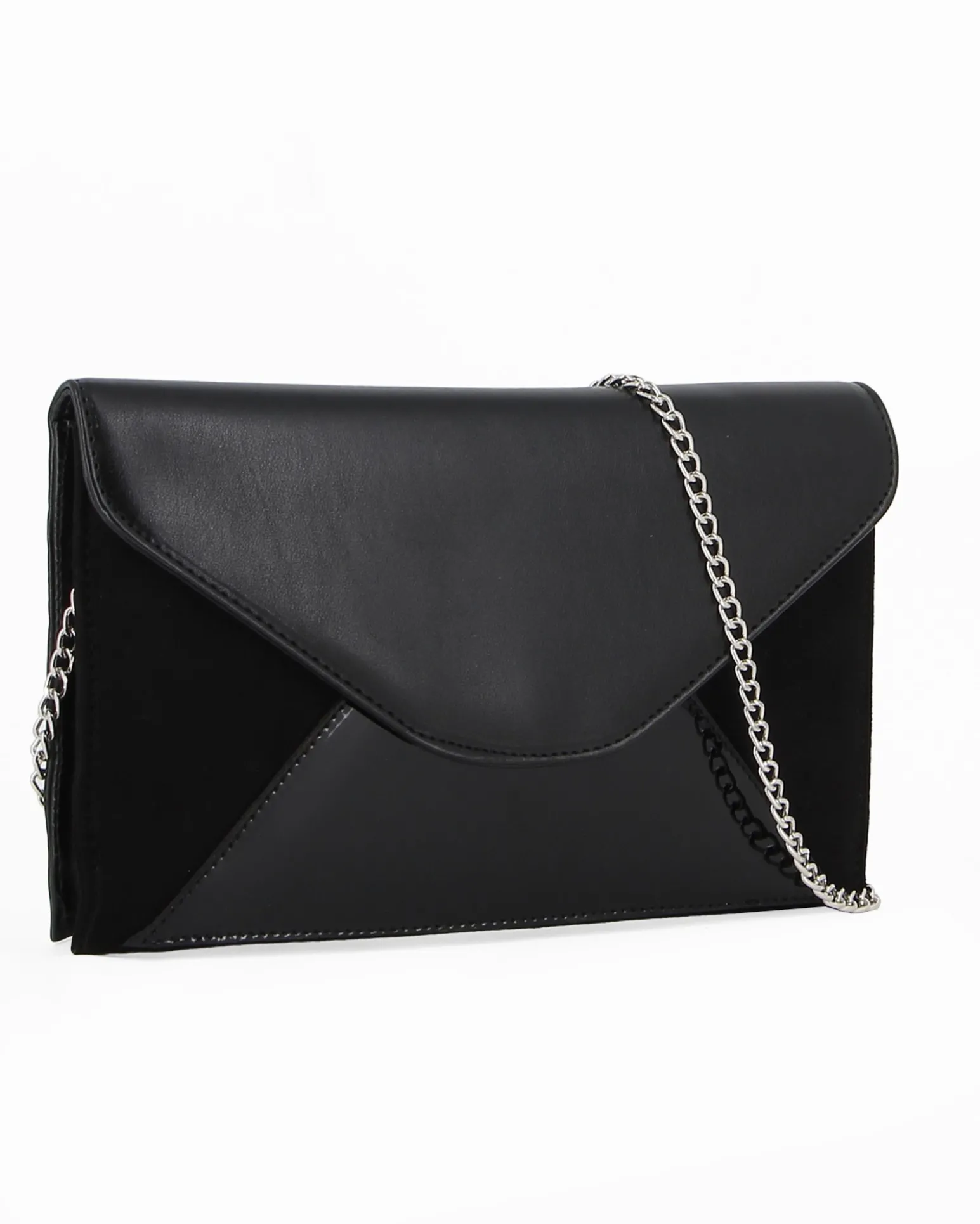 TATOO - Pochette nera multimateriale con patta, MADE IN ITALY