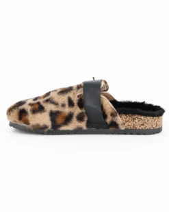 TATOO - Sabot leopardato con pelliccia e cinturino con fibbia