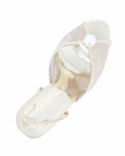 TATOO - Sandalo slingback oro con strass e perla, tacco 9,5CM