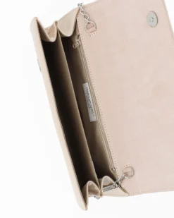 TATOO - Tracolla beige in vernice con patta e due scomparti interni, MADE IN ITALY