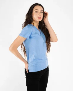 TATOO - Tshirt celeste da donna scollo a V