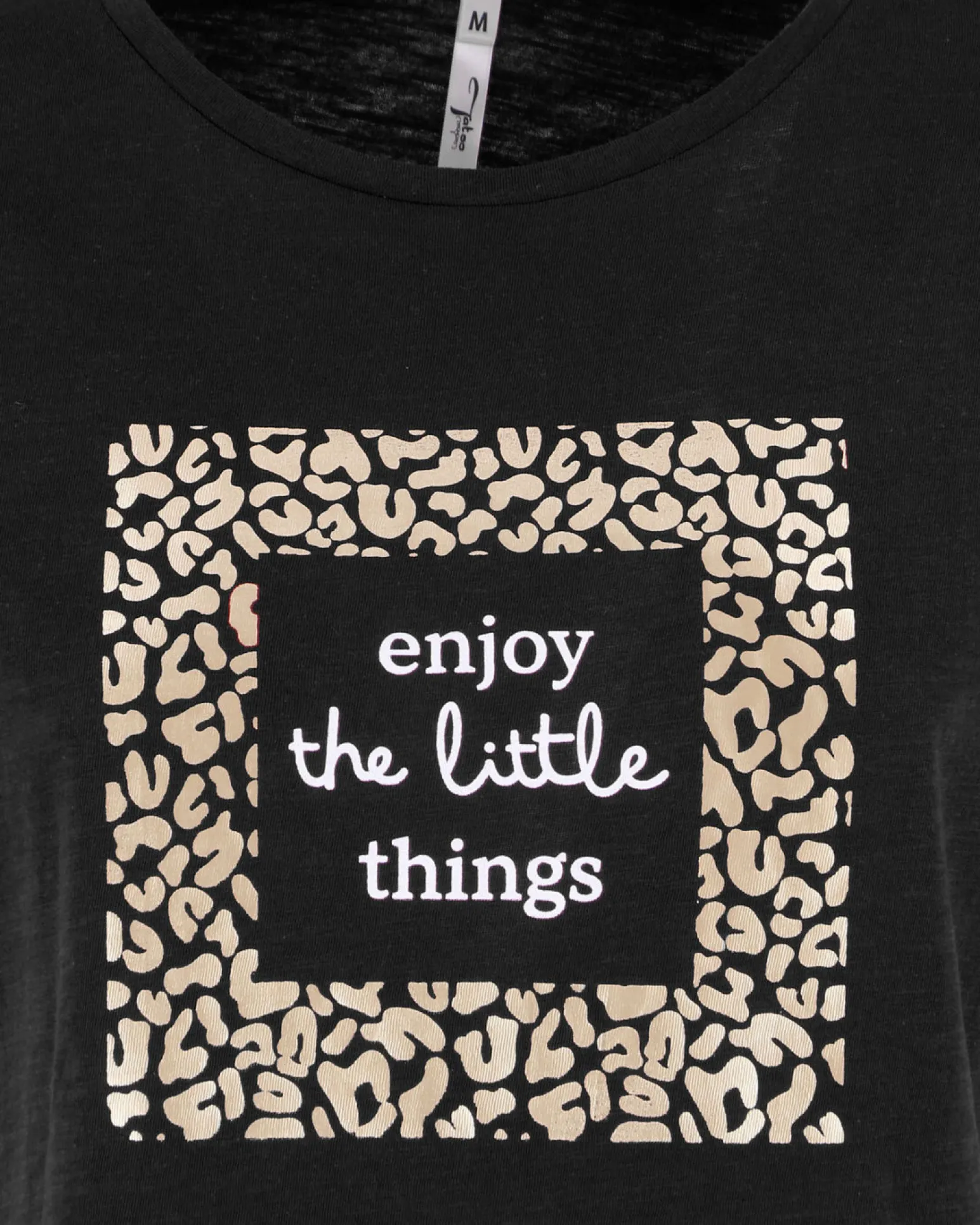 TATOO - Tshirt manica corta con stampa e scritta nera in cotone