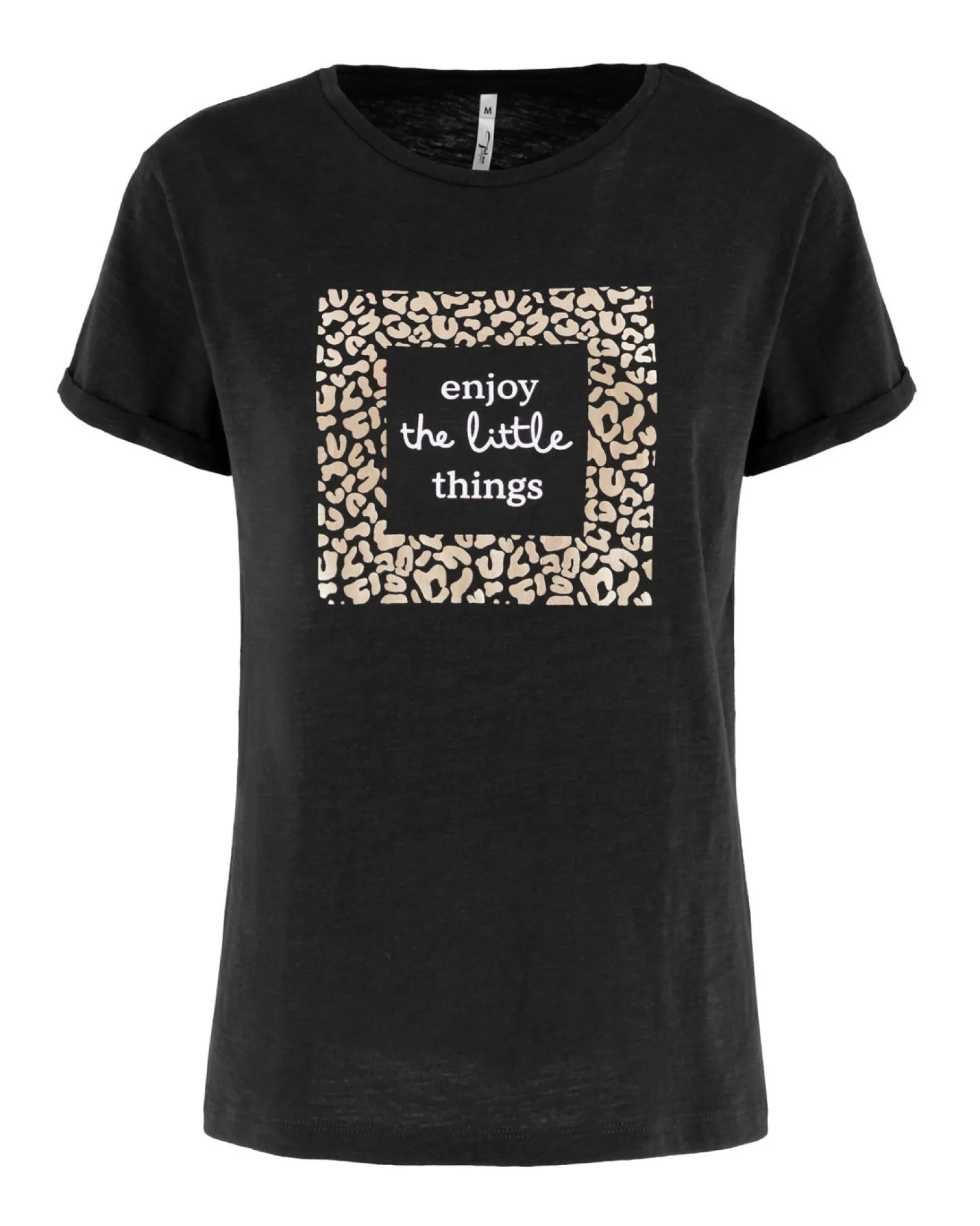 TATOO - Tshirt manica corta con stampa e scritta nera in cotone