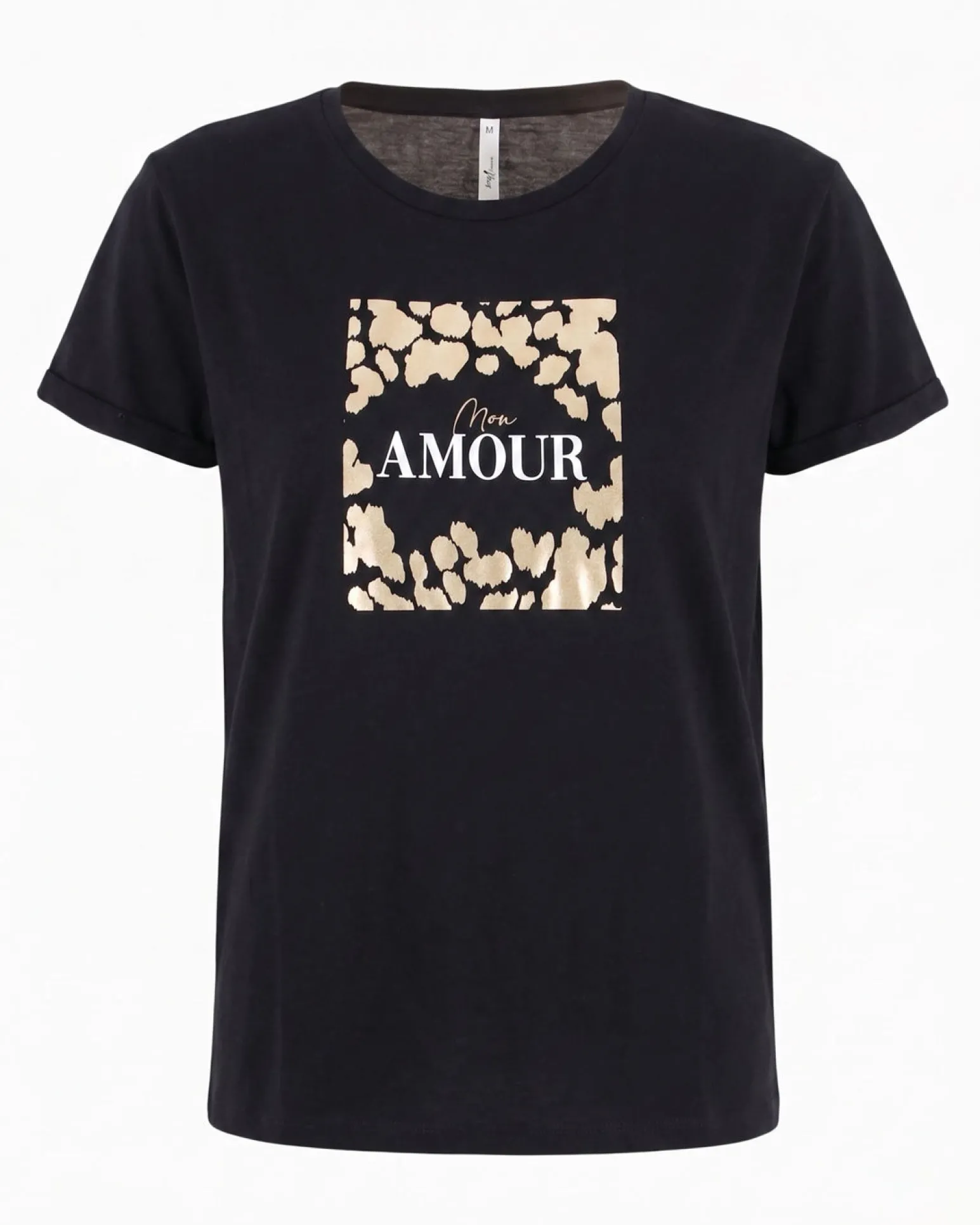TATOO - Tshirt manica corta con stampa e scritta nera in cotone