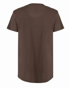 TATOO - Tshirt manica corta con scritta marrone in cotone
