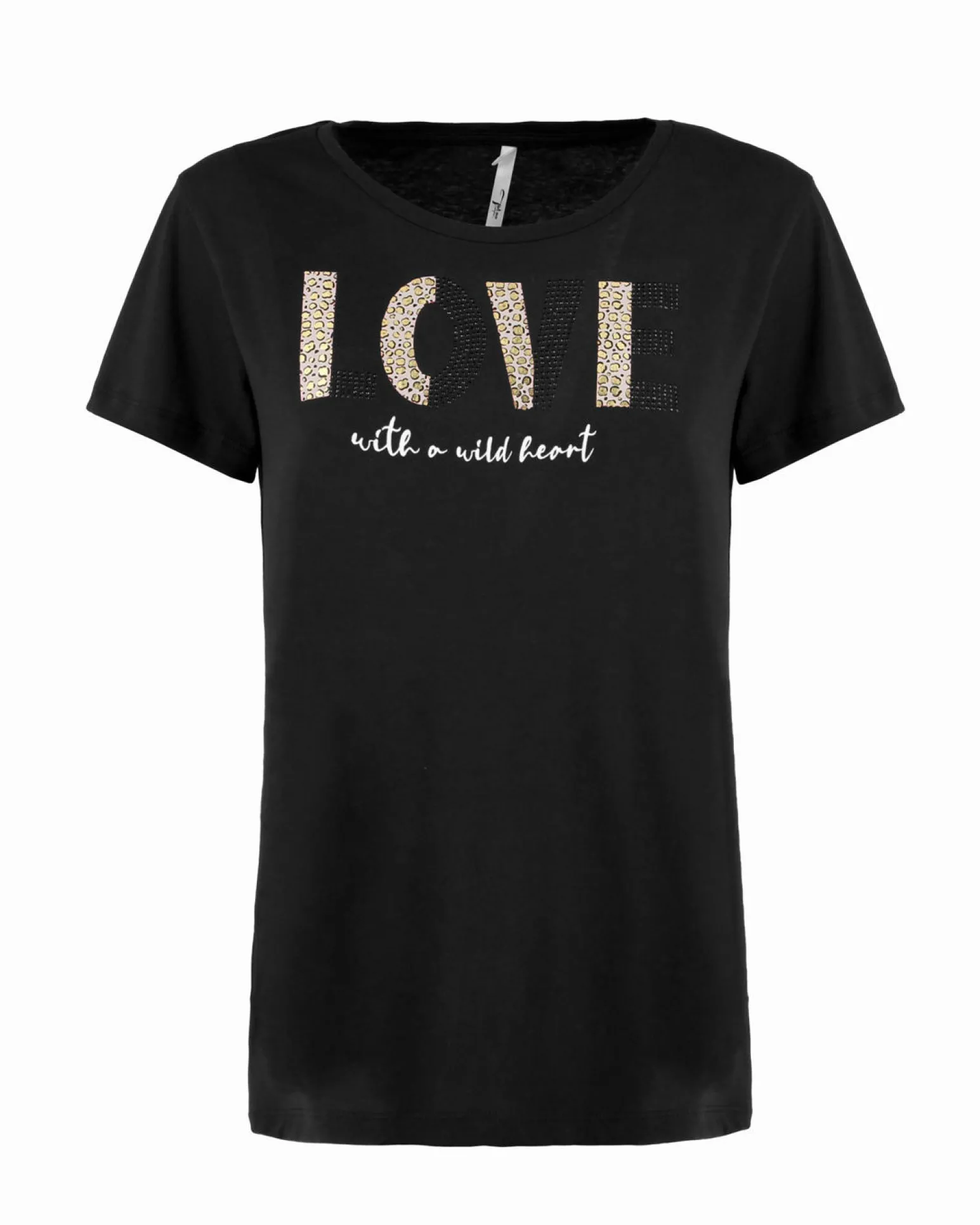TATOO - Tshirt manica corta con scritta nera in cotone