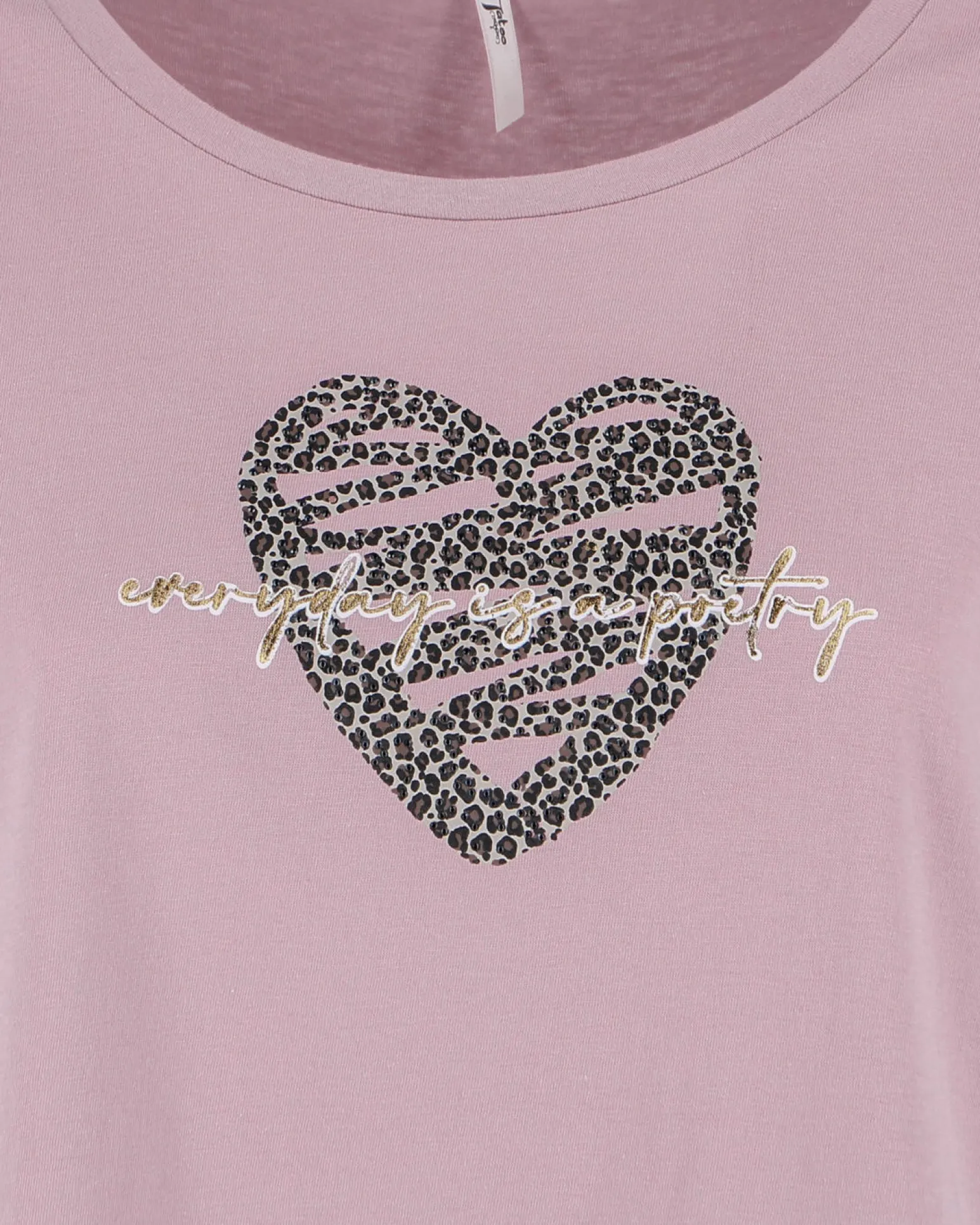 TATOO - Tshirt manica corta con cuore e scritta nero in cotone