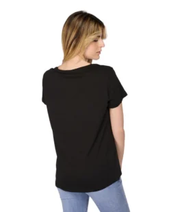TATOO - Tshirt manica corta con taschino nero in cotone