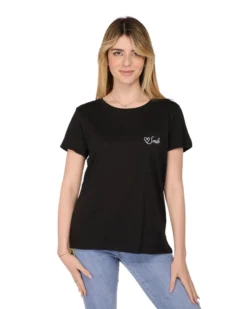 TATOO - Tshirt manica corta con taschino nero in cotone