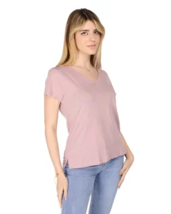 TATOO - Tshirt rosa da donna scollo a V