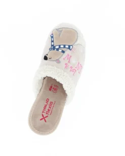 TIGLIO - Pantofola beige da donna con orso polare, MADE IN ITALY