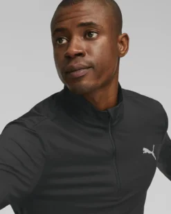 T-SHIRT MM 1/2 ZIP RUN FAVORITE BLACK