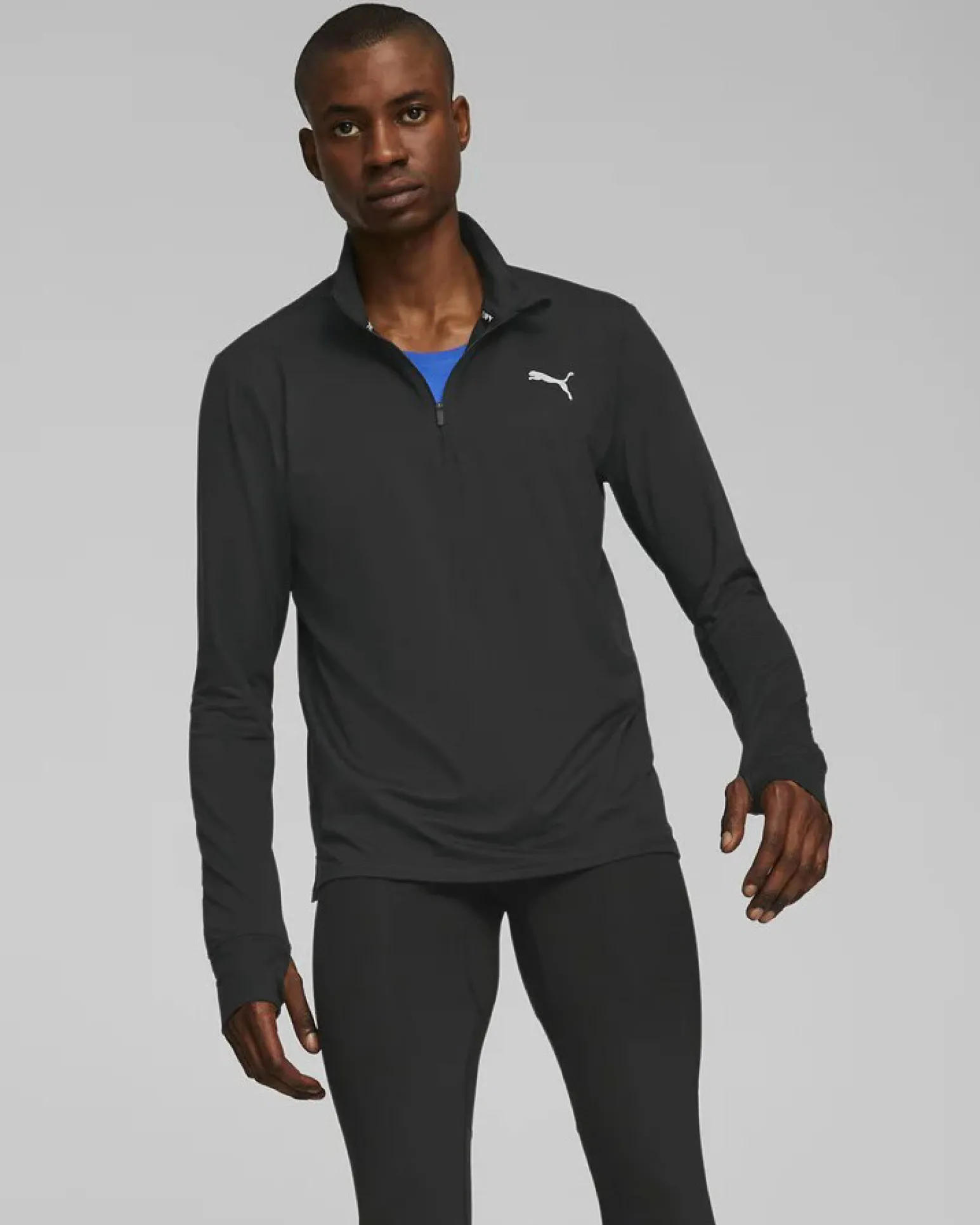 T-SHIRT MM 1/2 ZIP RUN FAVORITE BLACK