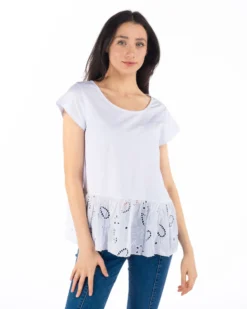 TSHIRT SMANICATA PIZZO IN FONDO
