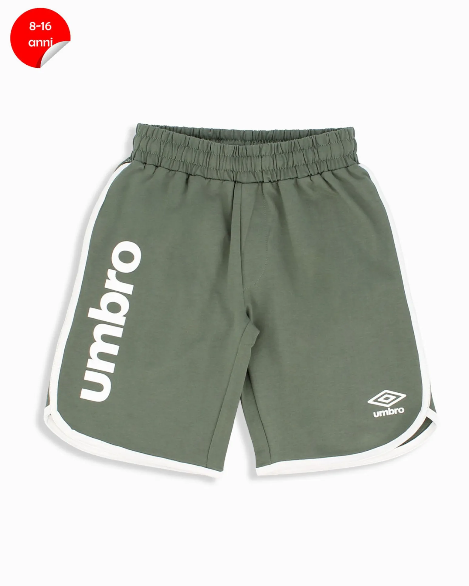 UMBRO - Bermuda ragazzi 8-16 anni verde militare in cotone