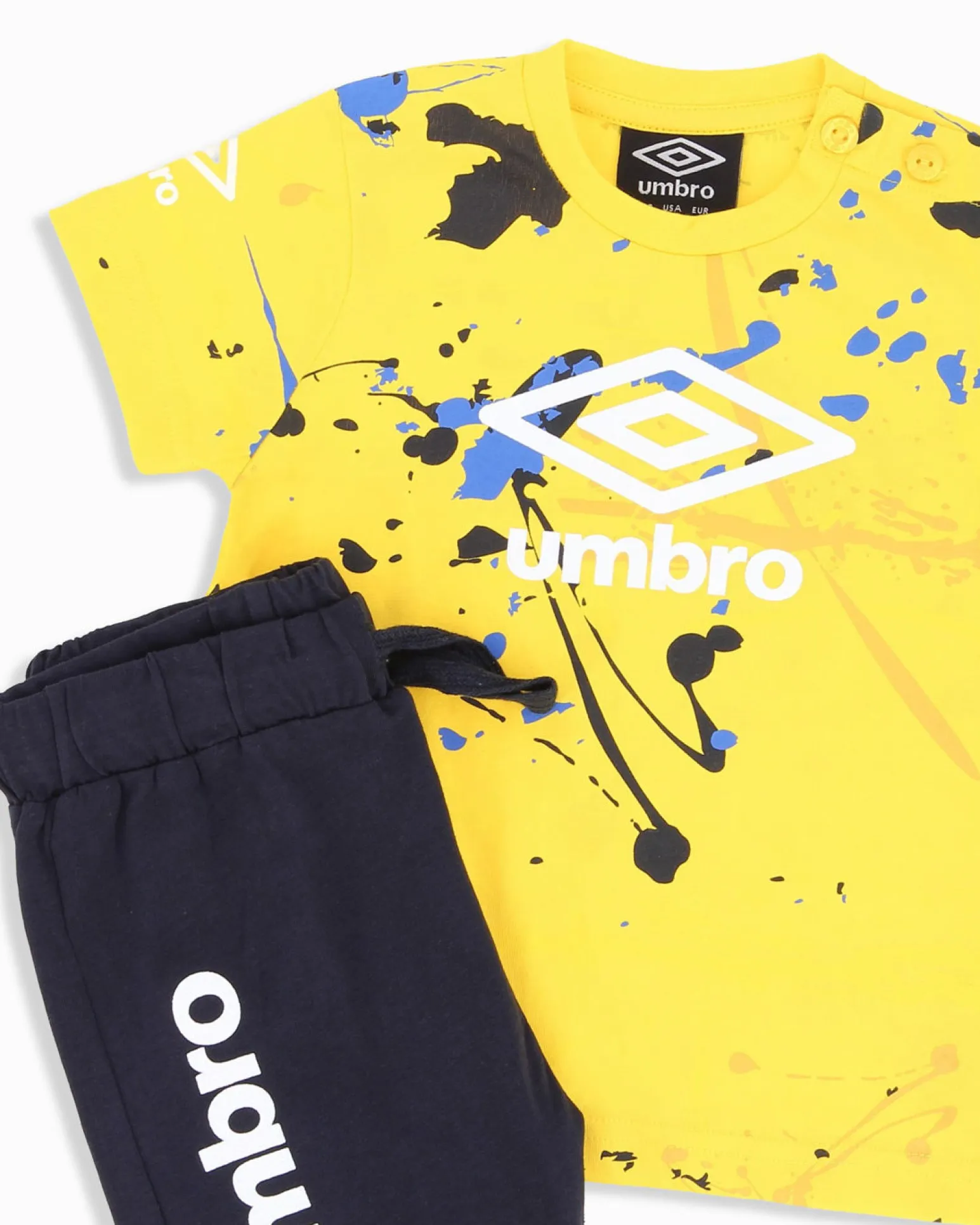 UMBRO - Completo mezza manica neonato 12-30 mesi giallo in cotone