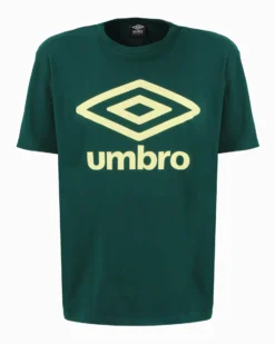 UMBRO -  T-shirt mezza manica verde con logo giallo in jersey