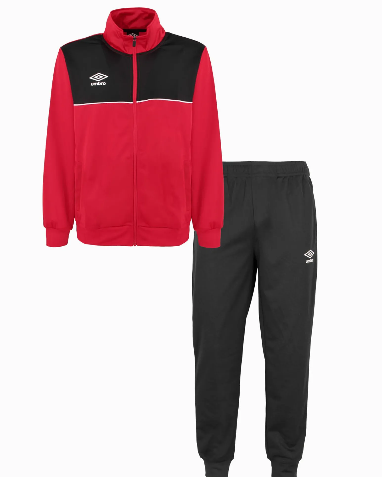 UMBRO - Tuta full zip rossa e nera acetata