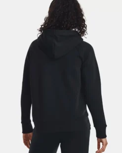 UNDER ARMOR - Felpa da donna nera con cappuccio e logo bianco