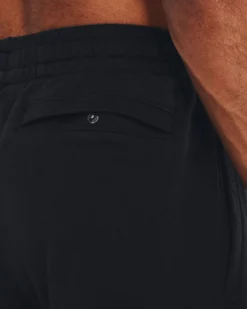 UNDER ARMOR - Pantalone da uomo felpato nero con elastico alle caviglie