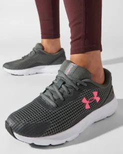 UNDER ARMOR - Scarpa da running donna grigia e rosa in mesh traspirante - SURGE 3
