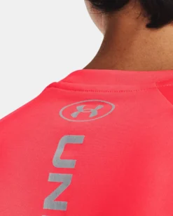 UNDER ARMOR - T shirt da allenamento uomo rossa in tessuto traspirante