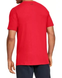 UNDER ARMOR - T shirt da uomo rossa con logo bianco e nero
