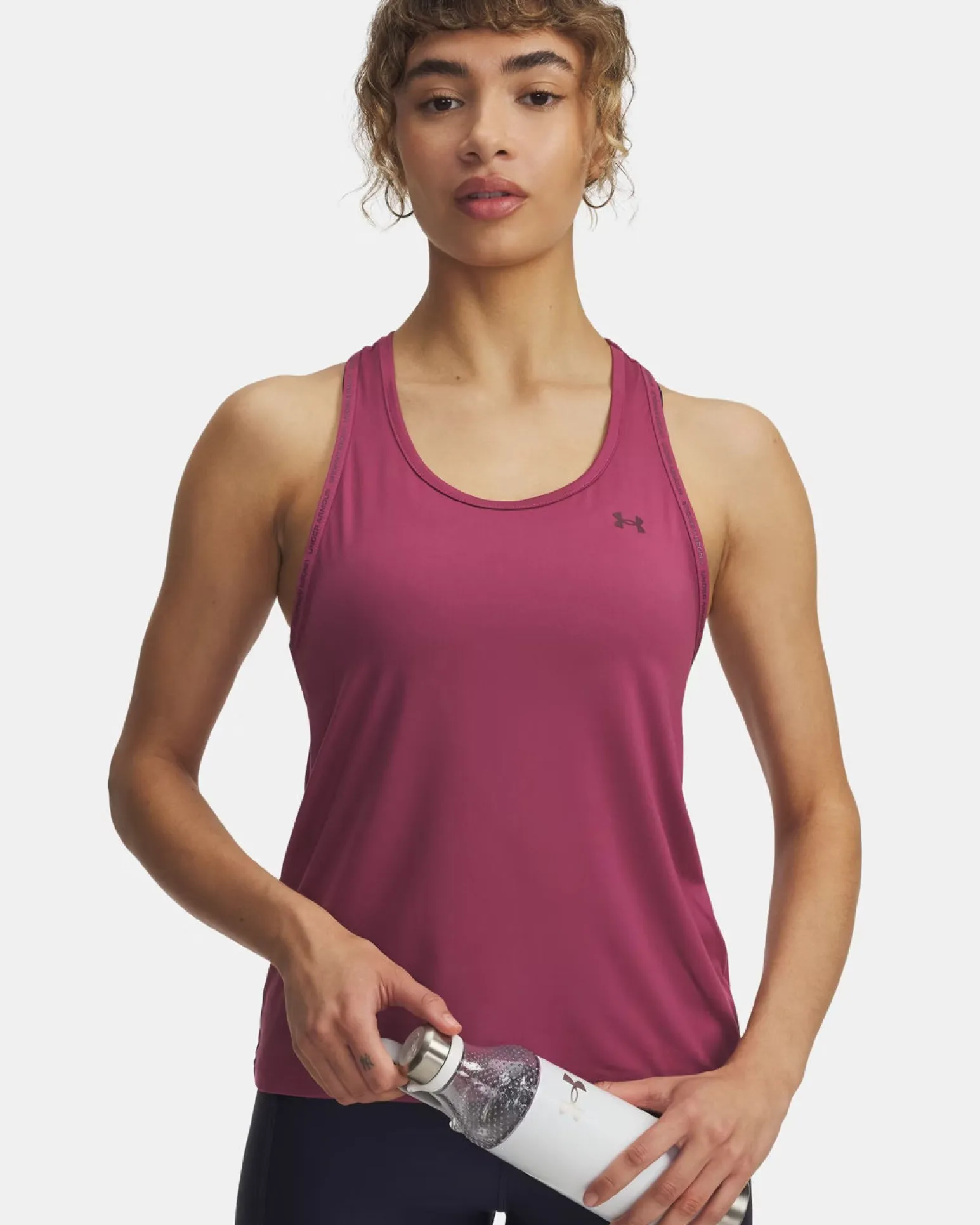 UNDER ARMOUR - CANOTTA TECH KNOCKOUT TANK MALVA CON DETTAGLI NERI DA DONNA, 1389851_0659