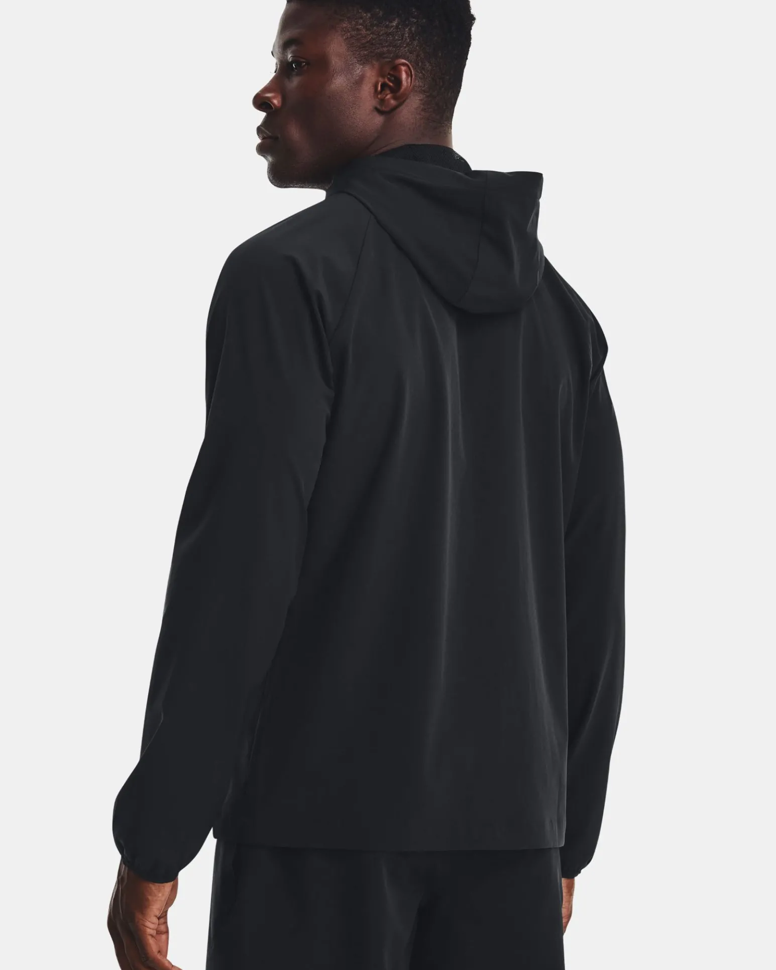 UNDER ARMOUR - Giacca da uomo nera idroprepellente antivento con zip frontale e cappuccio