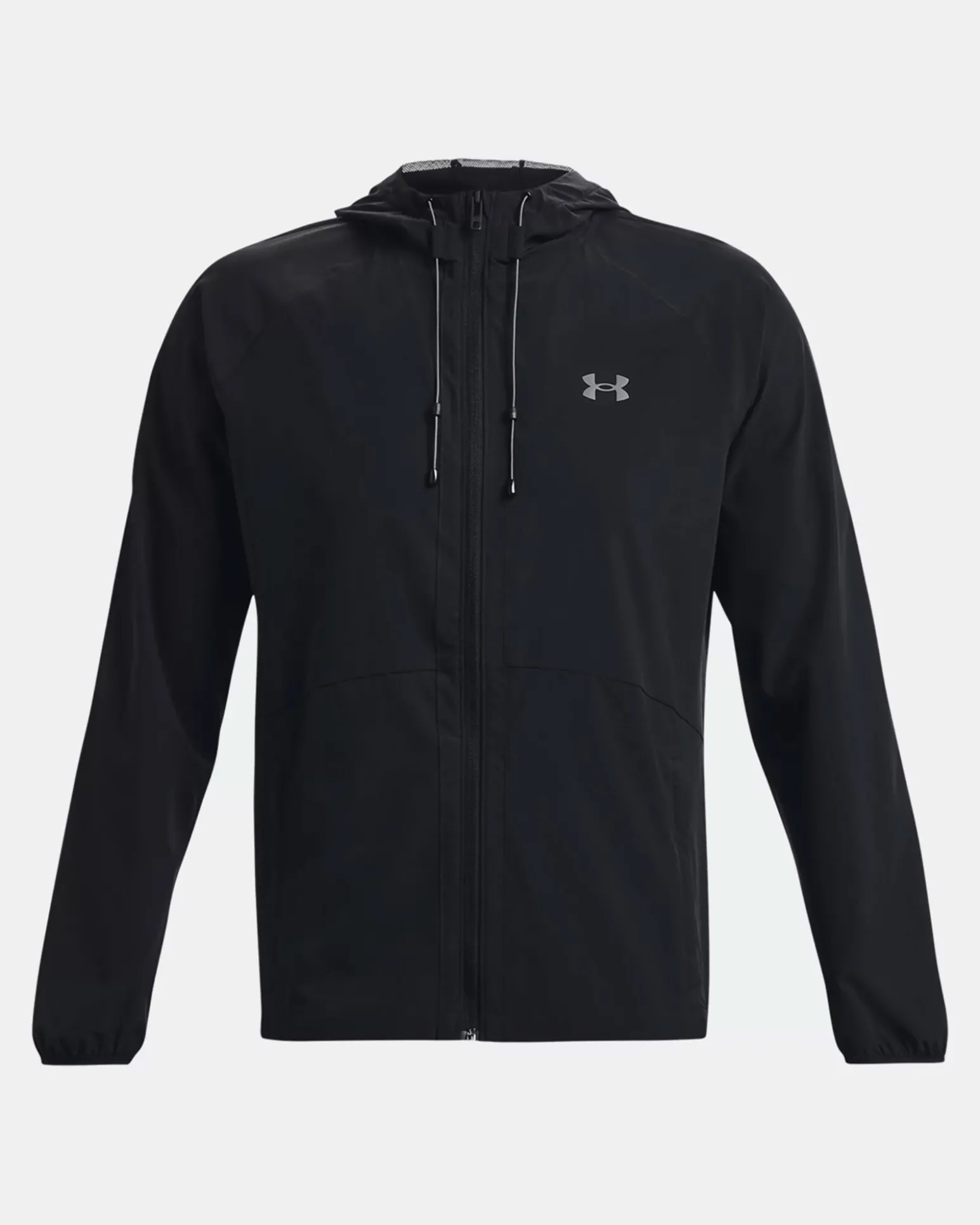 UNDER ARMOUR - Giacca da uomo nera idroprepellente antivento con zip frontale e cappuccio