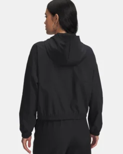 UNDER ARMOUR - GIACCA LEGGERA CON CAPPUCCIO FULL ZIP RIVAL WOVEN JKT HD NERA DA DONNA , 6004849_0005