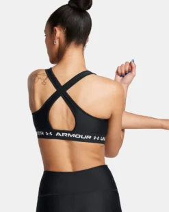 UNDER ARMOUR - REGGISENO SPORTIVO CROSSBACK MID BRA NERO CON DETTAGLI BIANCHI DA DONNA, 1361034_0006