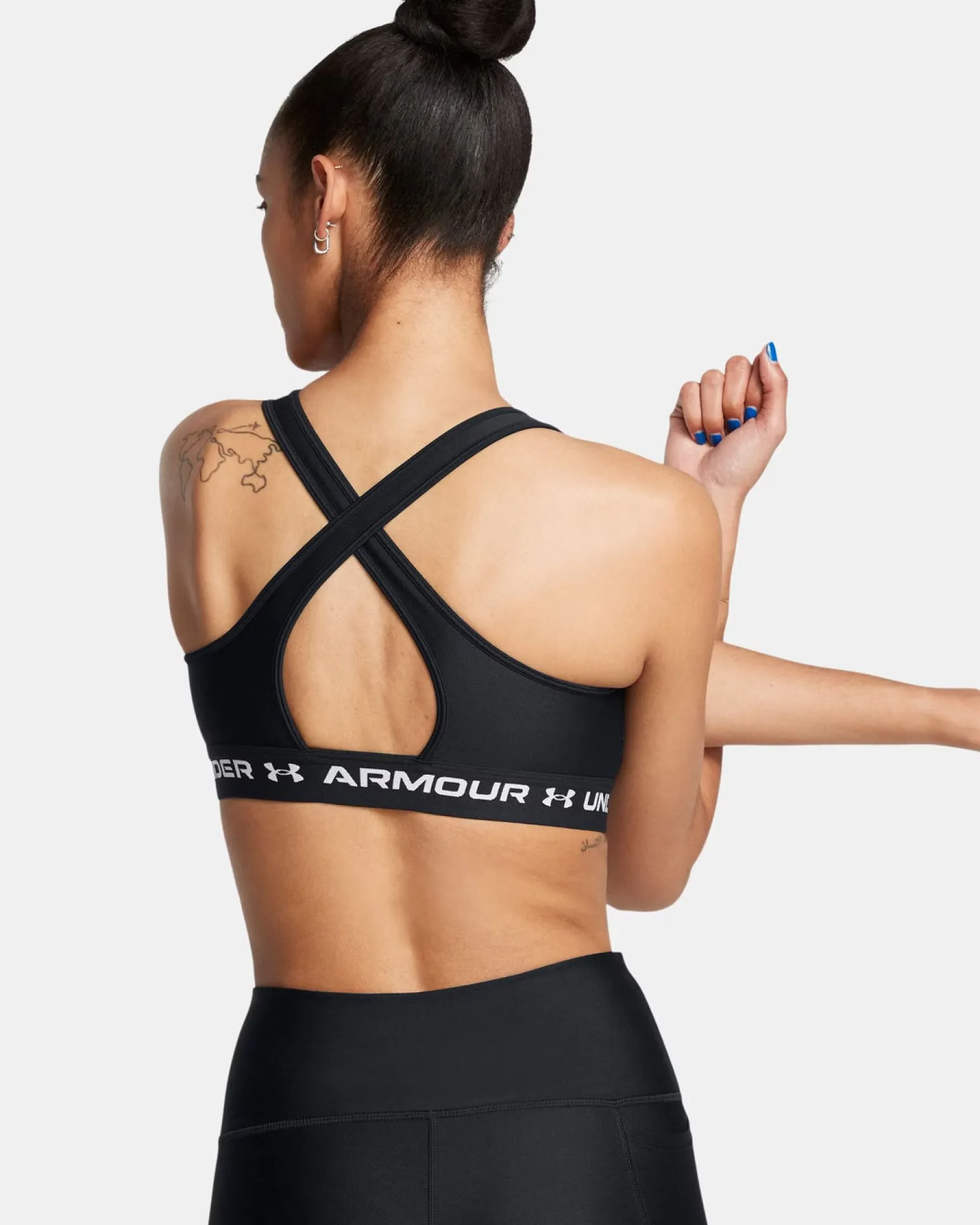 UNDER ARMOUR - REGGISENO SPORTIVO CROSSBACK MID BRA NERO CON DETTAGLI BIANCHI DA DONNA, 1361034_0006