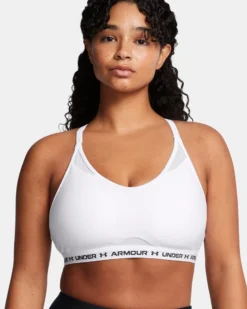 UNDER ARMOUR - REGGISENO SPORTIVO CROSSBACK LOW BRA ULTIMAT BIANCO DA DONNA, 1386424_0100