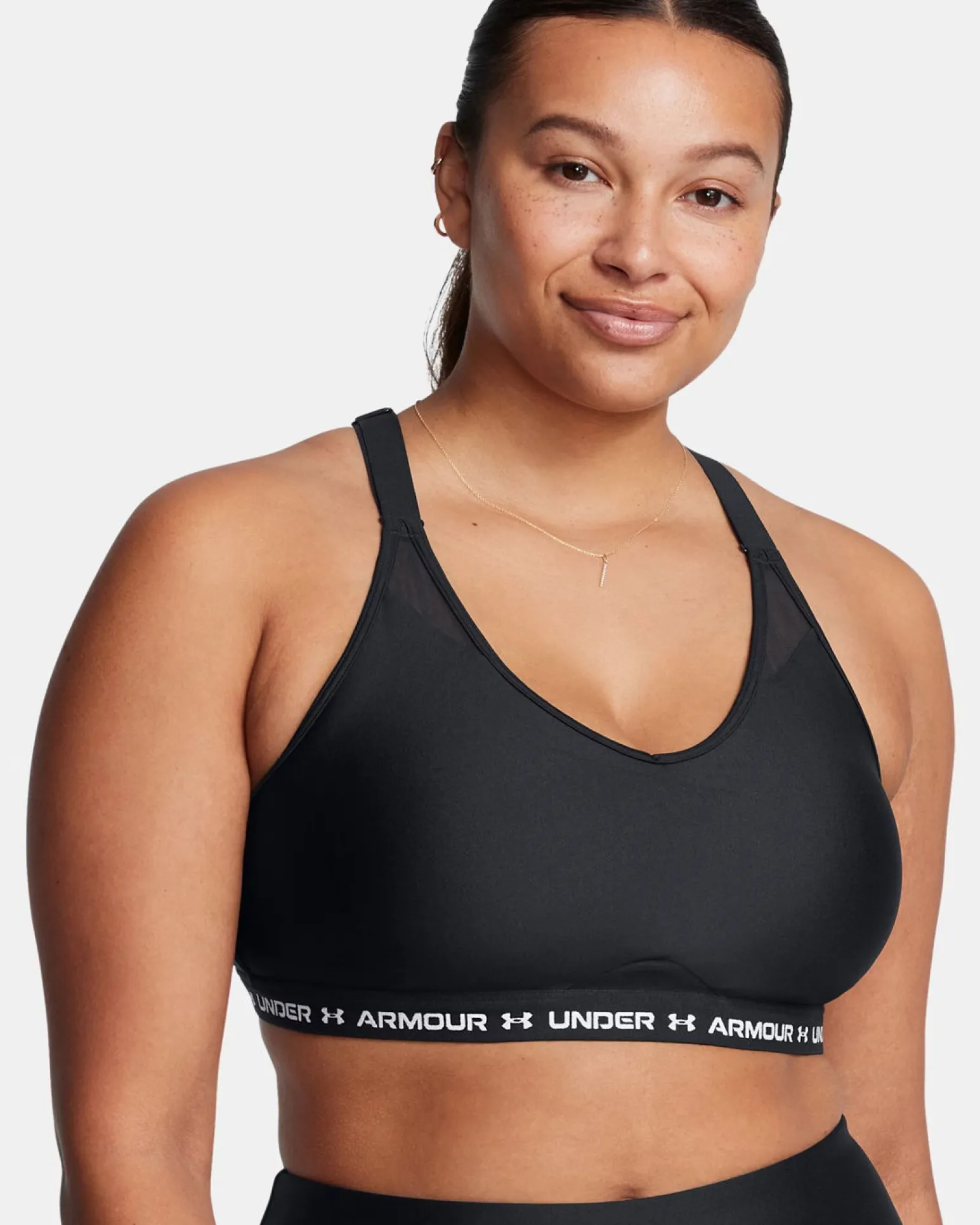 UNDER ARMOUR - REGGISENO SPORTIVO HG AUTHENTICS MID BRANDED NERO DA DONNA, 1383544_0001