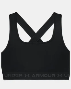 UNDER ARMOUR - REGGISENO SPORTIVO CROSSBACK MID BRA NERO CON DETTAGLI GRIGI DA DONNA, 1361034_0001