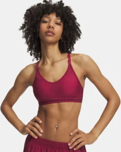 UNDER ARMOUR  - REGGISENO SPORTIVO CROSSBACK LOW BRA ROSSO BORDEAUX DA DONNA,  1386424_0622