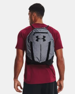 UNDER ARMOUR - Sacca zaino grigia idrorepellente con doppia tasca anteriore