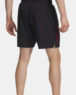 UNDER ARMOUR - SHORT WOVEN WDMK NERO CON DETTAGLI ROSSI DA UOMO, 1383356_0007