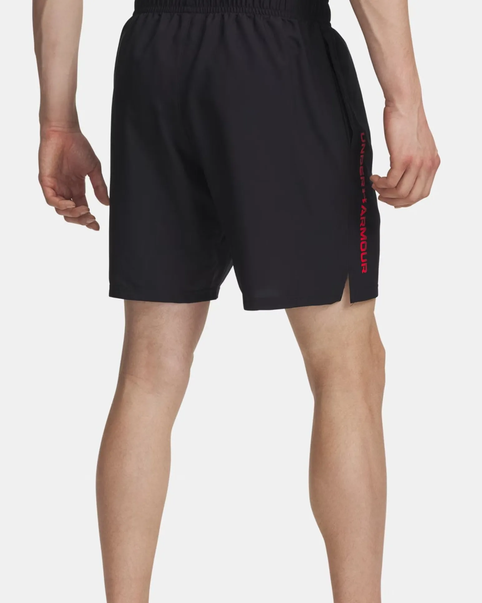 UNDER ARMOUR - SHORT WOVEN WDMK NERO CON DETTAGLI ROSSI DA UOMO, 1383356_0007