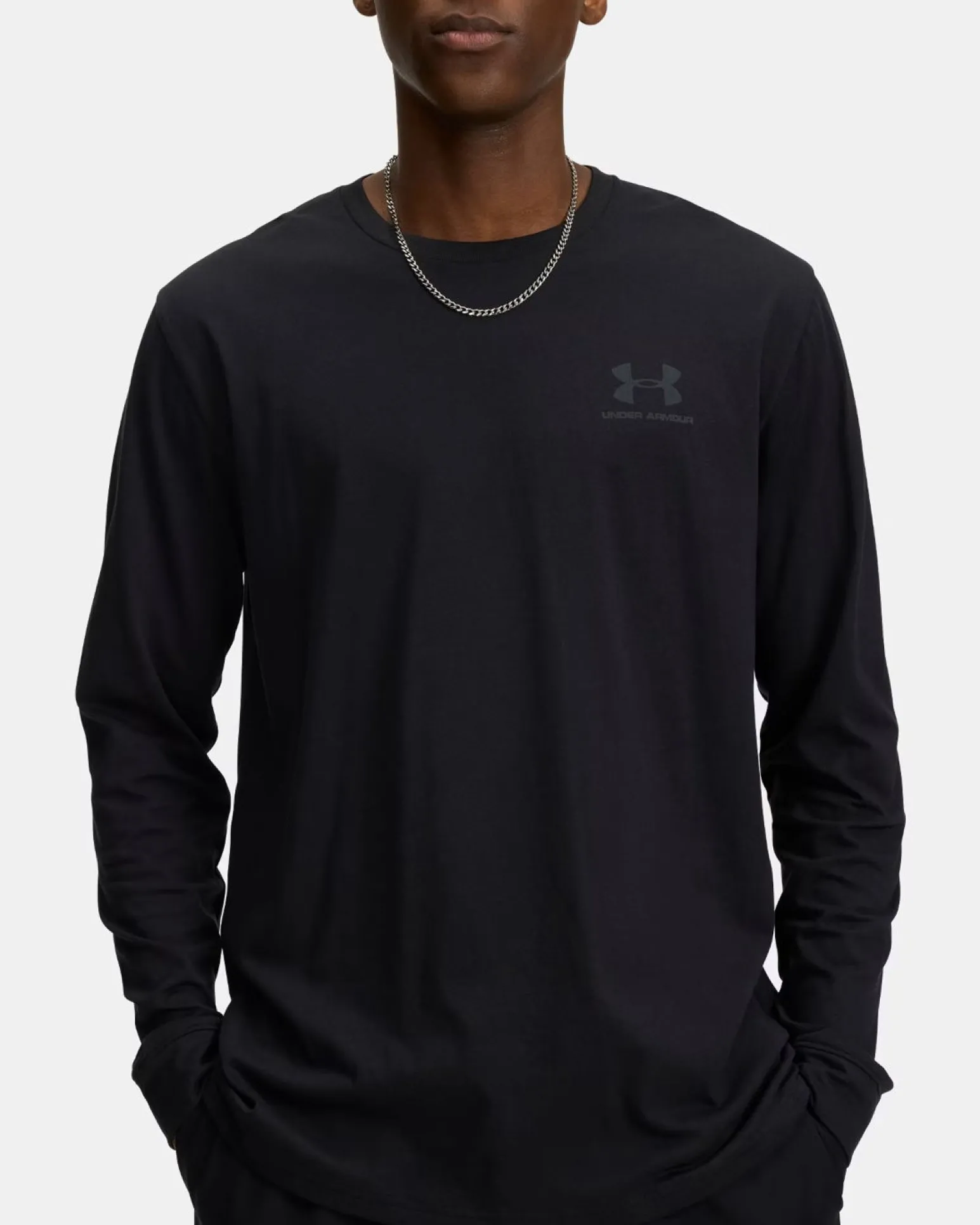 UNDER ARMOUR - T-SHIRT MANICA LUNGA SPORTSTYLE LEFT CHEST LS NERA DA UOMO, 1329585_0002
