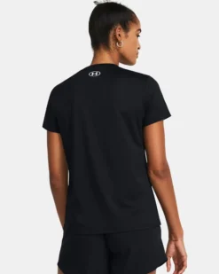 UNDER ARMOUR -T-SHIRT MEZZA MANICA TECH SSC - SOLID NERA  DA DONNA, 1384231_0001