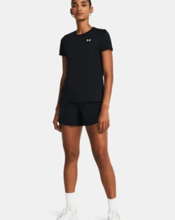 UNDER ARMOUR -T-SHIRT MEZZA MANICA TECH SSC - SOLID NERA  DA DONNA, 1384231_0001