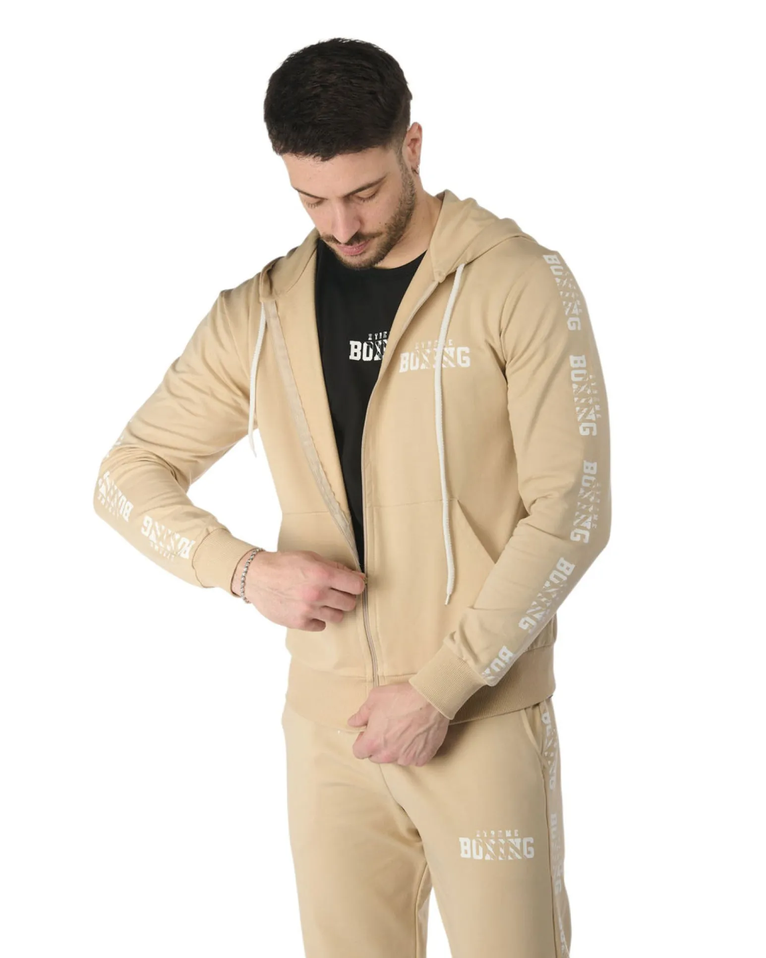 UOMO FELPA FULL ZIP CON CAPPUCCIO