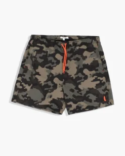 WAIKIKI RUN - BOXER DA MARE VERDE MILITARE CON DETTAGLI ARANCIONE FLUO DA UOMO - SCIPIO