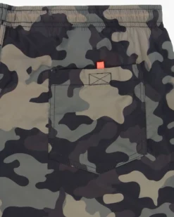 WAIKIKI RUN - BOXER DA MARE VERDE MILITARE CON DETTAGLI ARANCIONE FLUO DA UOMO - SCIPIO