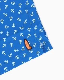 WAIKIKI RUN - BOXER MARE BLU CHIARO CON DETTAGLI GRAFICI DA UOMO, ANCORE